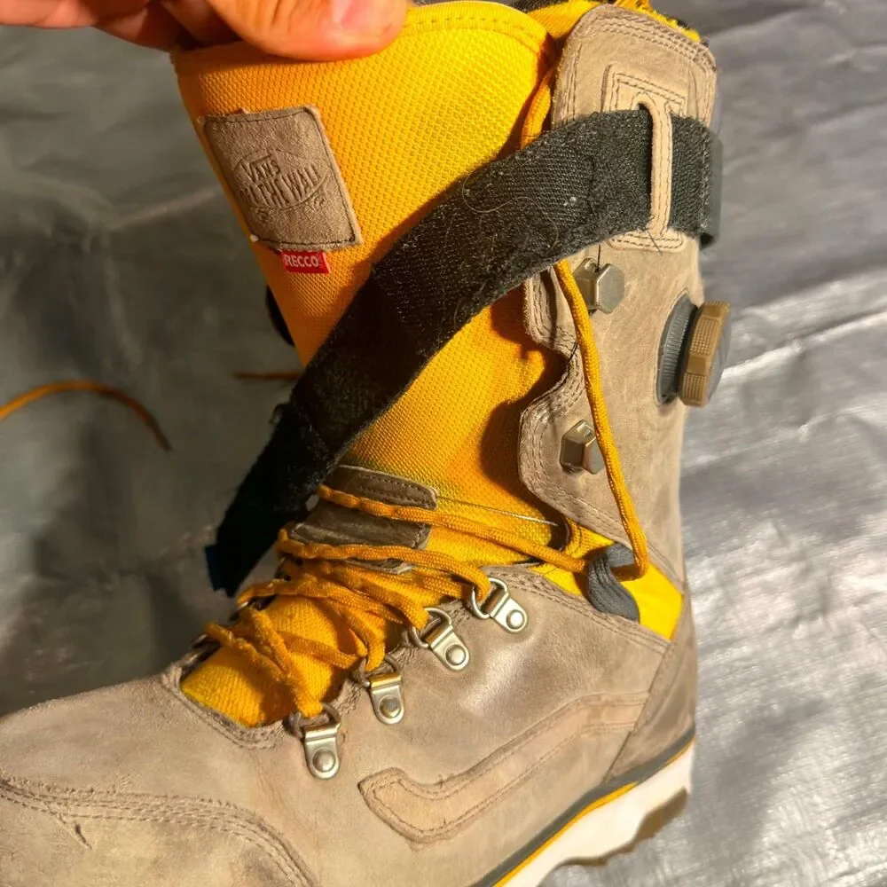 Vans Infuse Snowboard Boots Mens Size 11 Brown Yellow Hybrid BOA Leather RECCO